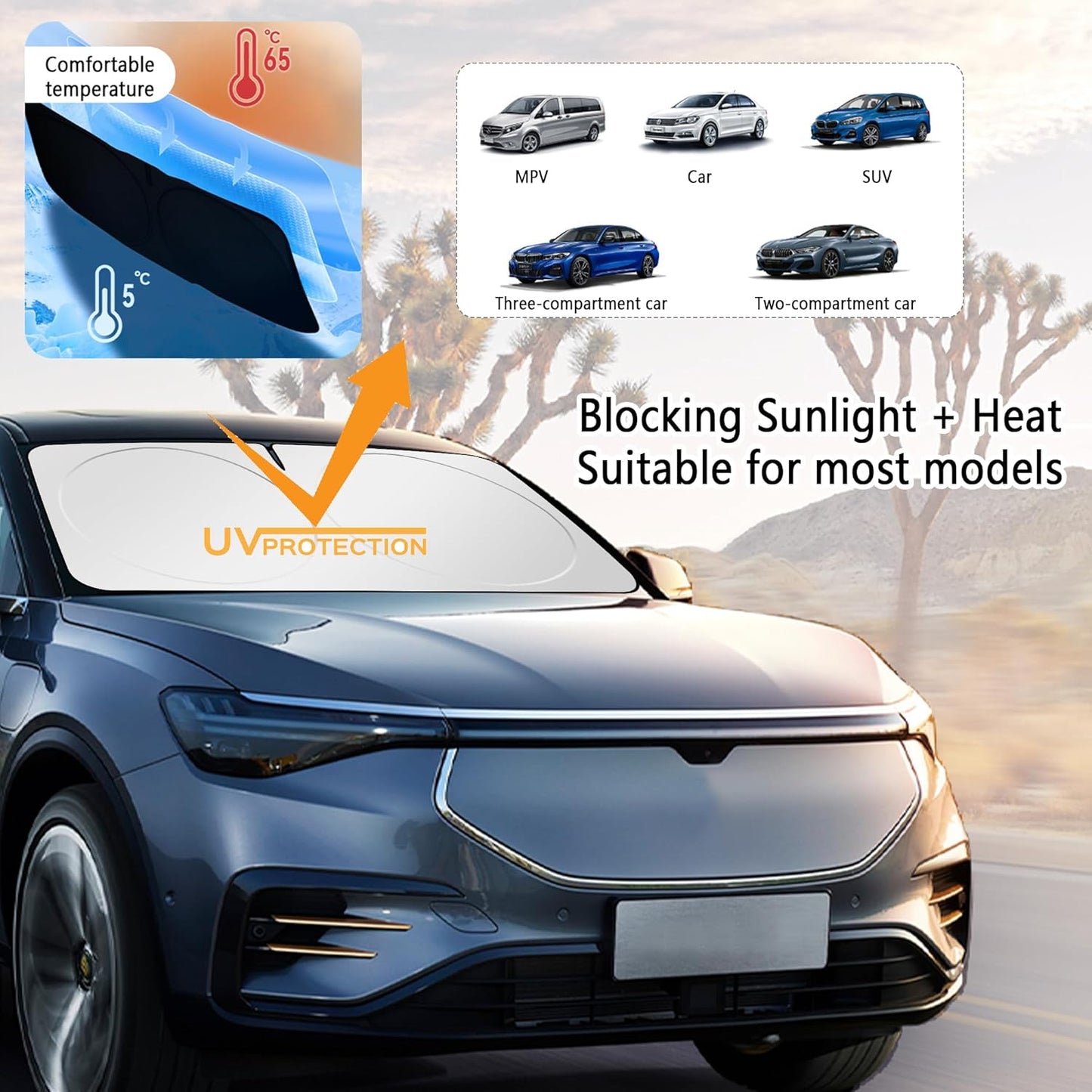 ShadeSmart Titanium Car Sun Shade